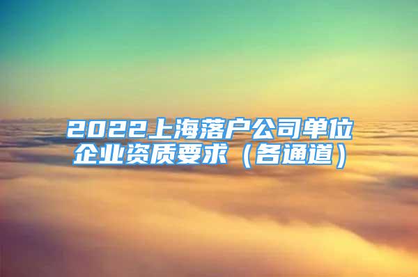 2022上海落戶公司單位企業(yè)資質(zhì)要求（各通道）