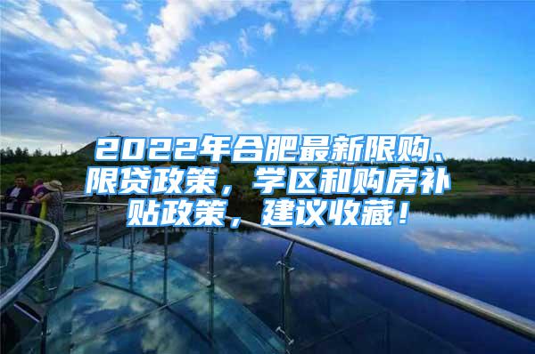 2022年合肥最新限購、限貸政策，學區(qū)和購房補貼政策，建議收藏！