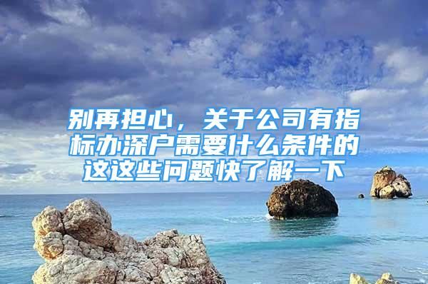 別再擔(dān)心，關(guān)于公司有指標(biāo)辦深戶需要什么條件的這這些問題快了解一下