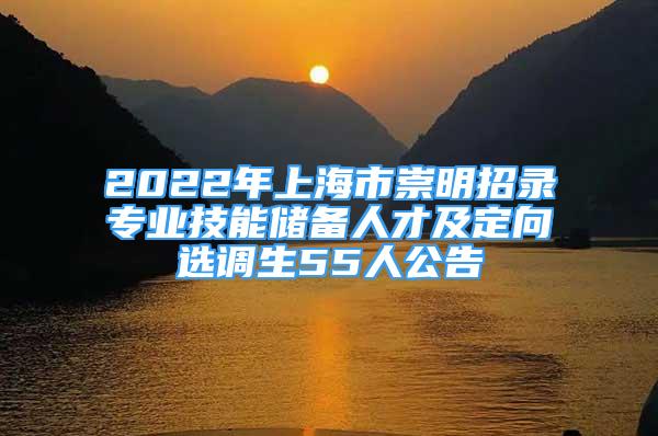 2022年上海市崇明招錄專業(yè)技能儲備人才及定向選調(diào)生55人公告