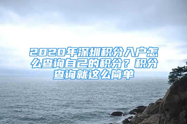 2020年深圳積分入戶怎么查詢自己的積分？積分查詢就這么簡單