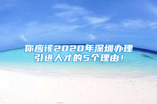 你應(yīng)該2020年深圳辦理引進(jìn)人才的5個理由！