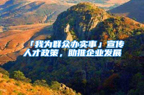 「我為群眾辦實事」宣傳人才政策，助推企業(yè)發(fā)展