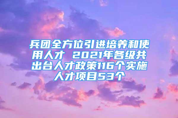 兵團(tuán)全方位引進(jìn)培養(yǎng)和使用人才 2021年各級共出臺人才政策116個實(shí)施人才項目53個