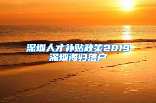 深圳人才補(bǔ)貼政策2019深圳海歸落戶