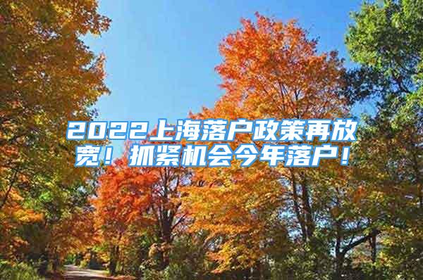 2022上海落戶政策再放寬！抓緊機會今年落戶！