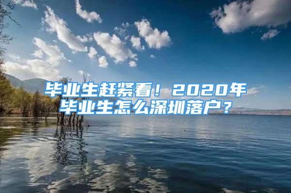 畢業(yè)生趕緊看！2020年畢業(yè)生怎么深圳落戶？