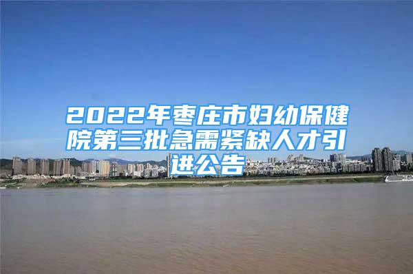 2022年棗莊市婦幼保健院第三批急需緊缺人才引進公告