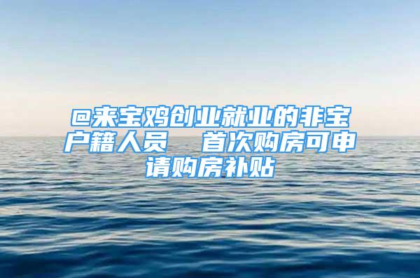 @來(lái)寶雞創(chuàng)業(yè)就業(yè)的非寶戶籍人員  首次購(gòu)房可申請(qǐng)購(gòu)房補(bǔ)貼