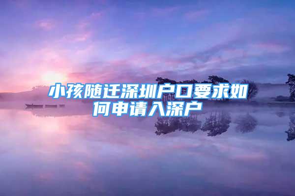 小孩隨遷深圳戶口要求如何申請(qǐng)入深戶