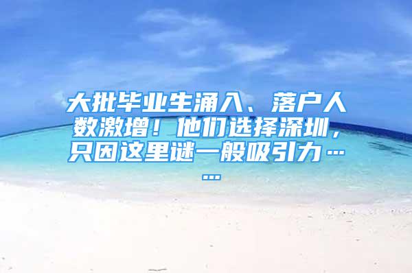 大批畢業(yè)生涌入、落戶人數激增！他們選擇深圳，只因這里謎一般吸引力……