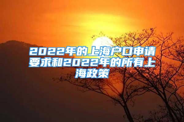 2022年的上海戶口申請(qǐng)要求和2022年的所有上海政策