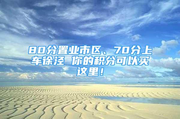 80分置業(yè)市區(qū)、70分上車徐涇 你的積分可以買這里！