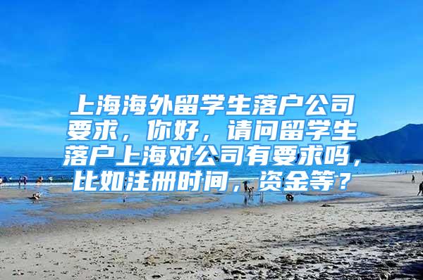 上海海外留學生落戶公司要求，你好，請問留學生落戶上海對公司有要求嗎，比如注冊時間，資金等？