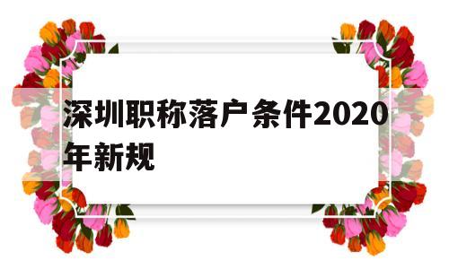 深圳職稱(chēng)落戶(hù)條件2020年新規(guī)(深圳人才引進(jìn)落戶(hù)條件2020年新規(guī)) 深圳學(xué)歷入戶(hù)