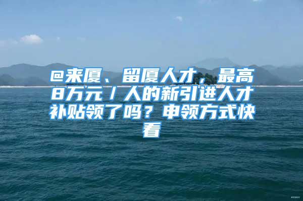 @來廈、留廈人才，最高8萬元／人的新引進(jìn)人才補(bǔ)貼領(lǐng)了嗎？申領(lǐng)方式快看→