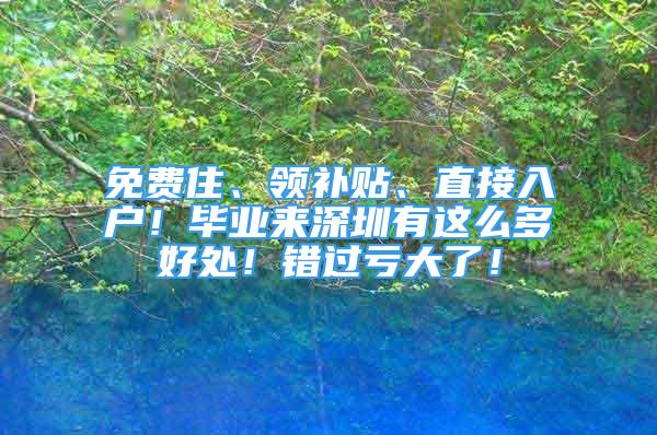 免費(fèi)住、領(lǐng)補(bǔ)貼、直接入戶！畢業(yè)來深圳有這么多好處！錯(cuò)過虧大了！