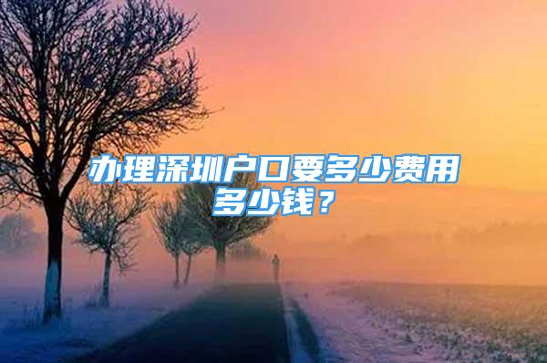 辦理深圳戶口要多少費用多少錢？