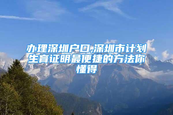 辦理深圳戶口,深圳市計(jì)劃生育證明最便捷的方法你懂得