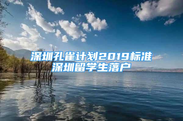 深圳孔雀計(jì)劃2019標(biāo)準(zhǔn)深圳留學(xué)生落戶