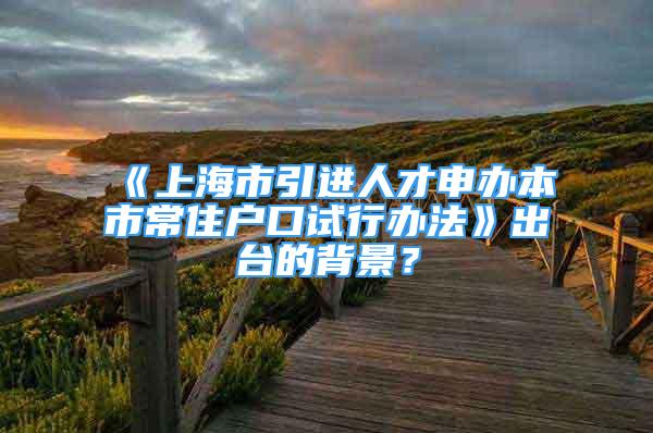 《上海市引進(jìn)人才申辦本市常住戶口試行辦法》出臺(tái)的背景？