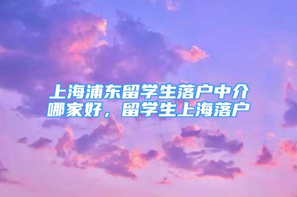 上海浦東留學生落戶中介哪家好，留學生上海落戶