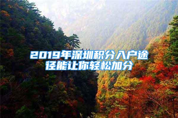 2019年深圳積分入戶途徑能讓你輕松加分