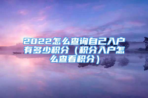 2022怎么查詢自己入戶有多少積分（積分入戶怎么查看積分）