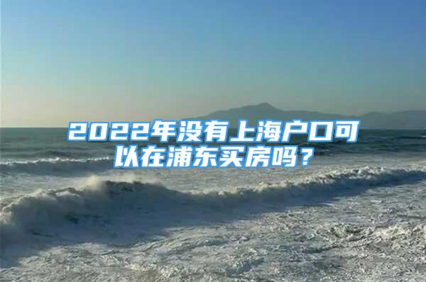 2022年沒有上海戶口可以在浦東買房嗎？