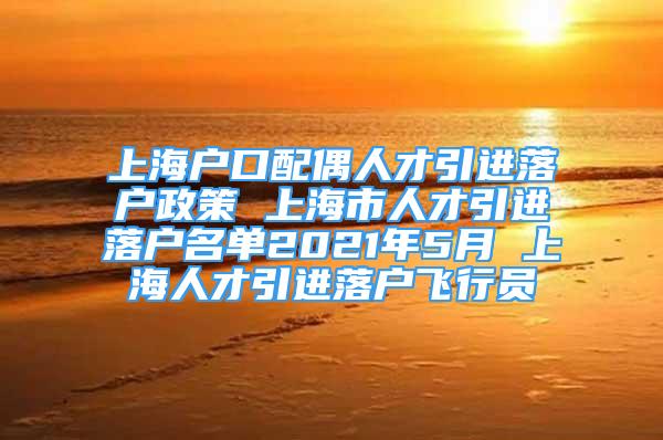 上海戶口配偶人才引進落戶政策 上海市人才引進落戶名單2021年5月 上海人才引進落戶飛行員