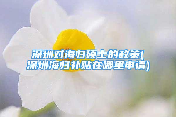 深圳對(duì)海歸碩士的政策(深圳海歸補(bǔ)貼在哪里申請(qǐng))