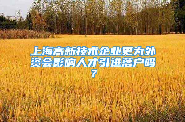 上海高新技術企業(yè)更為外資會影響人才引進落戶嗎？