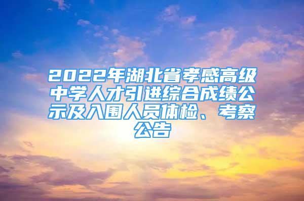 2022年湖北省孝感高級中學人才引進綜合成績公示及入圍人員體檢、考察公告