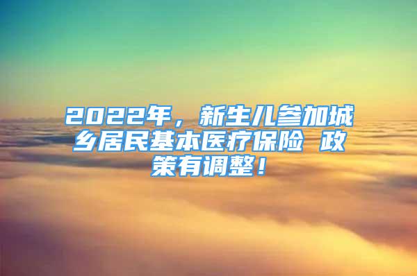 2022年，新生兒參加城鄉(xiāng)居民基本醫(yī)療保險(xiǎn) 政策有調(diào)整！