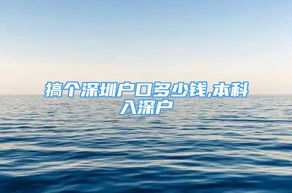 搞個深圳戶口多少錢,本科入深戶