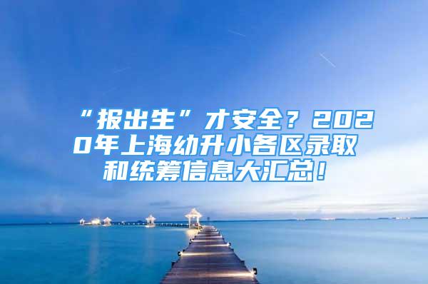 “報出生”才安全？2020年上海幼升小各區(qū)錄取和統(tǒng)籌信息大匯總！