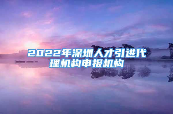 2022年深圳人才引進代理機構(gòu)申報機構(gòu)