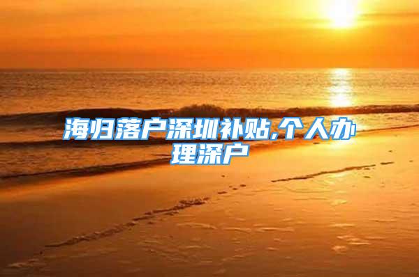 海歸落戶深圳補貼,個人辦理深戶