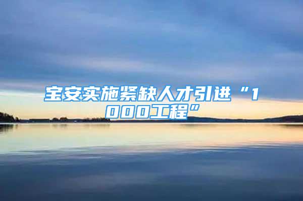 寶安實施緊缺人才引進“1000工程”