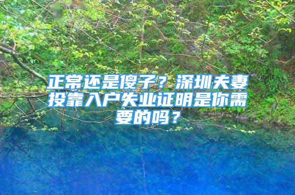 正常還是傻子？深圳夫妻投靠入戶失業(yè)證明是你需要的嗎？