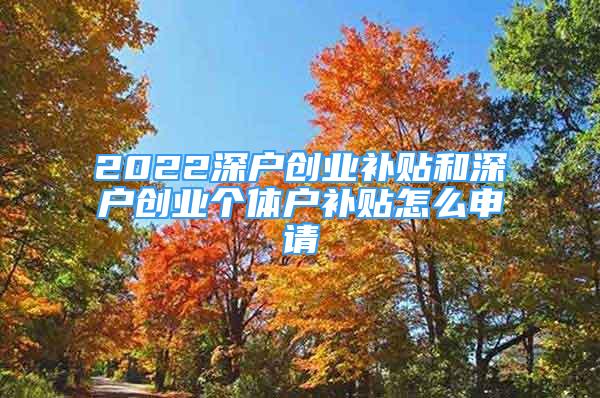 2022深戶創(chuàng)業(yè)補(bǔ)貼和深戶創(chuàng)業(yè)個體戶補(bǔ)貼怎么申請