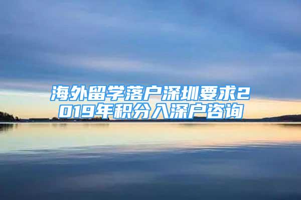 海外留學(xué)落戶深圳要求2019年積分入深戶咨詢