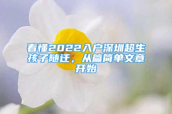 看懂2022入戶深圳超生孩子隨遷，從篇簡(jiǎn)單文章開(kāi)始