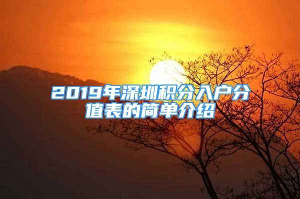 2019年深圳積分入戶分值表的簡單介紹