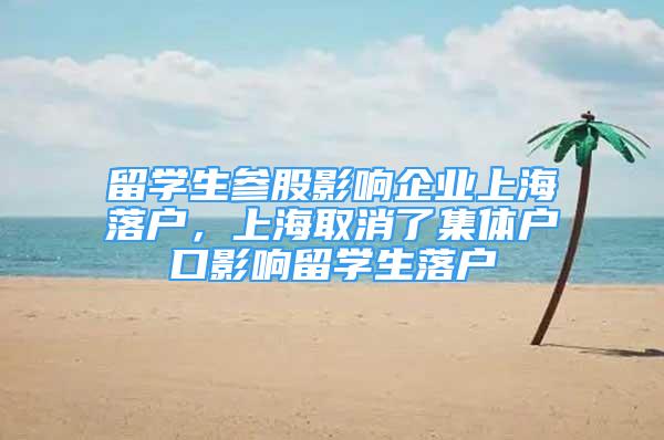 留學(xué)生參股影響企業(yè)上海落戶，上海取消了集體戶口影響留學(xué)生落戶