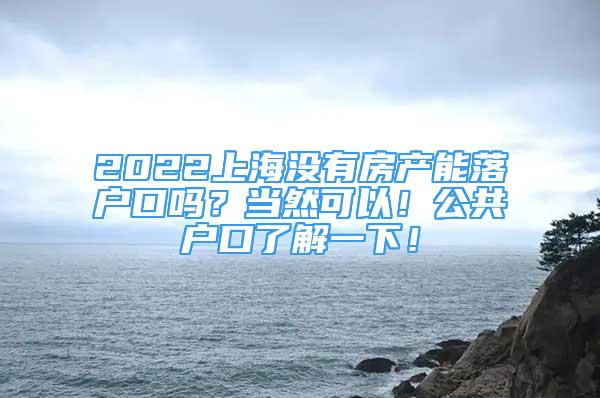 2022上海沒(méi)有房產(chǎn)能落戶(hù)口嗎？當(dāng)然可以！公共戶(hù)口了解一下！