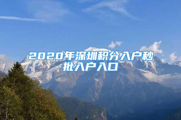 2020年深圳積分入戶秒批入戶入口