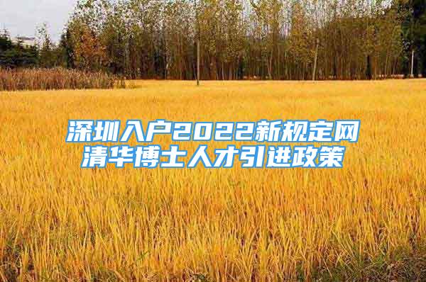 深圳入戶2022新規(guī)定網(wǎng)清華博士人才引進政策