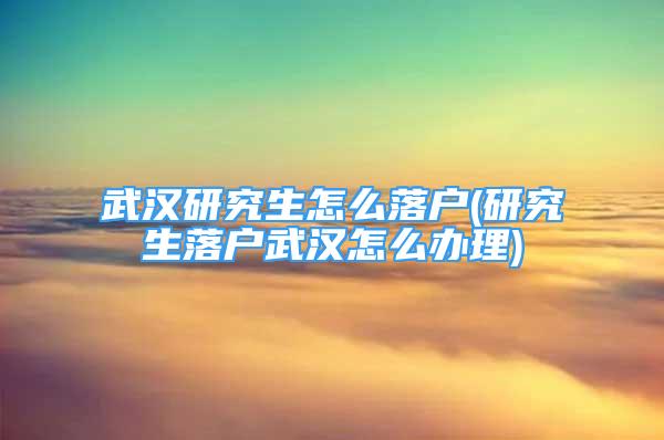 武漢研究生怎么落戶(研究生落戶武漢怎么辦理)