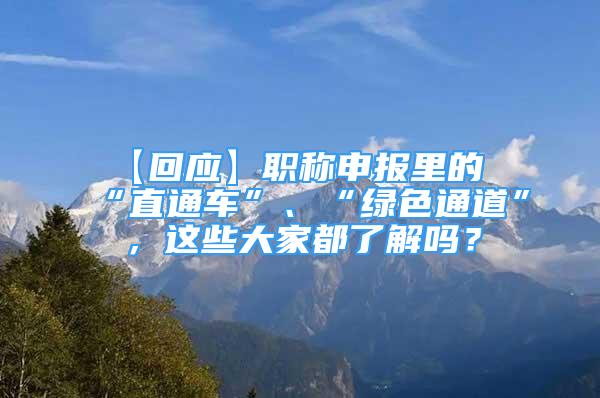 【回應】職稱申報里的“直通車”、“綠色通道”，這些大家都了解嗎？